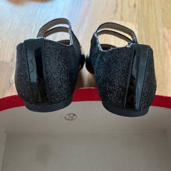 American eagle big girls black shiny glitter flat dress shoes US size 3 - Picture 5 of 6